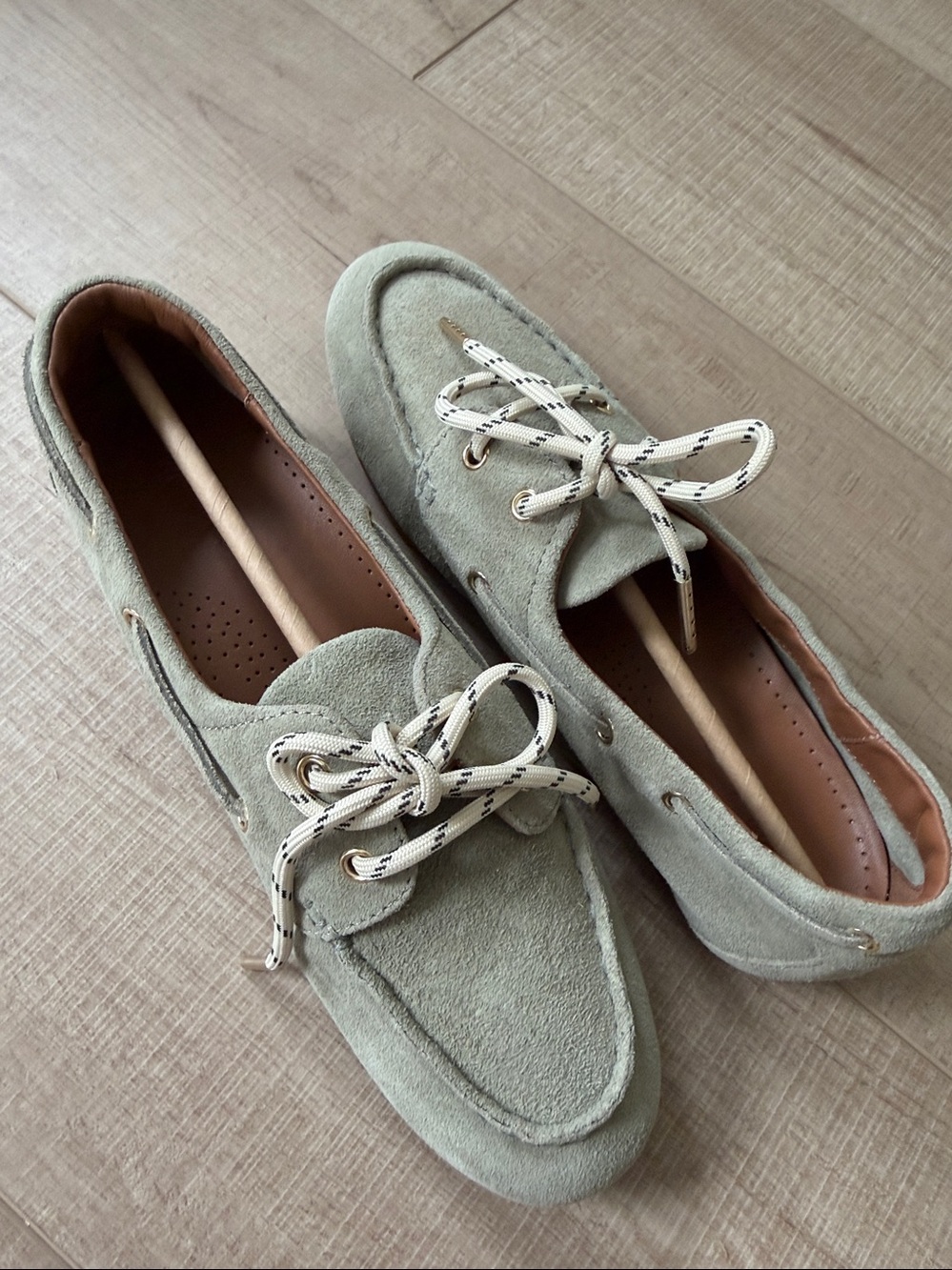 Madewell The Jamie Boat Shoe in oiled suede-pale fatigue-style NZ712-size 7.5